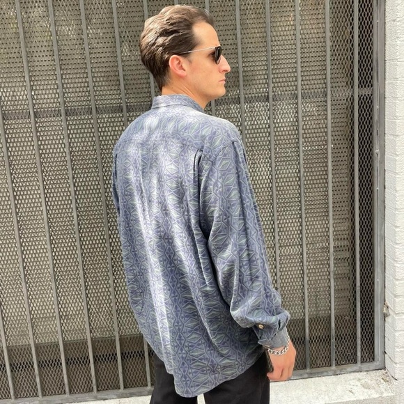 Vintage Jhane Barnes Shirt blue Pattern Button Down 90's Men's - Picture 4 of 7